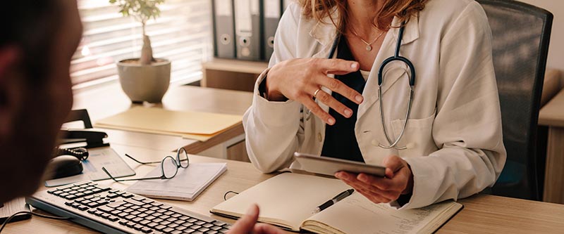 A doctor discusses medical information